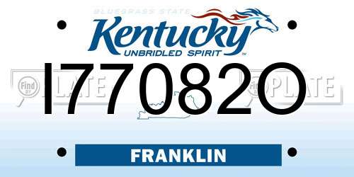 I77082O Kentucky License Plate