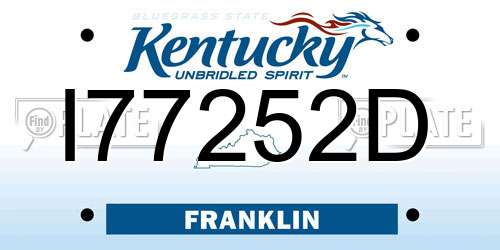 I77252D Kentucky License Plate