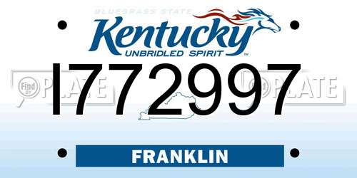 I772997 Kentucky License Plate
