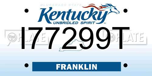 I77299T Kentucky License Plate