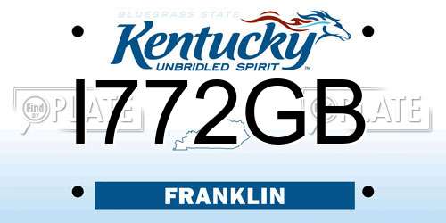 I772GB Kentucky License Plate