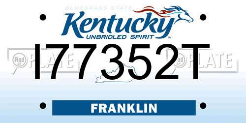I77352T Kentucky License Plate