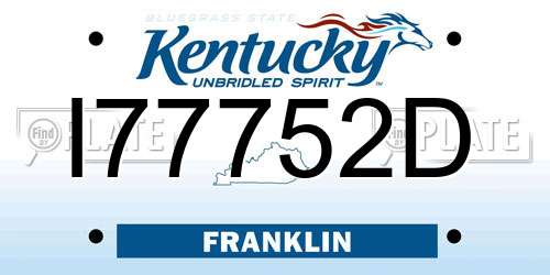 I77752D Kentucky License Plate