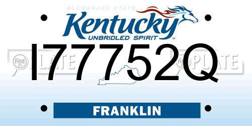 I77752Q Kentucky License Plate