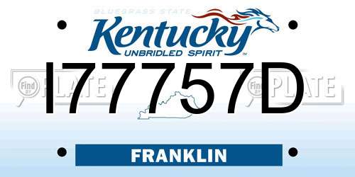 I77757D Kentucky License Plate