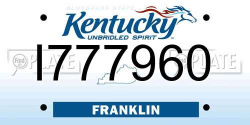 I777960 Kentucky License Plate