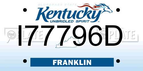 I77796D Kentucky License Plate