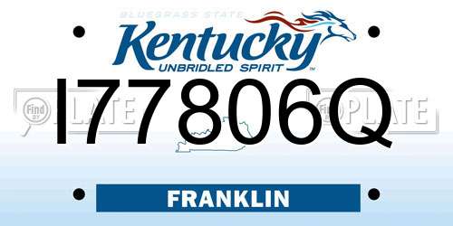 I77806Q Kentucky License Plate