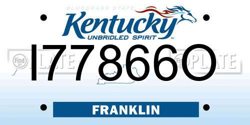 I77866O Kentucky License Plate