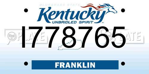 I778765 Kentucky License Plate