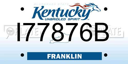I77876B Kentucky License Plate