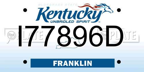 I77896D Kentucky License Plate