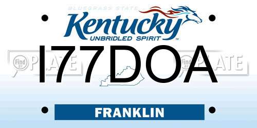 I77DOA Kentucky License Plate
