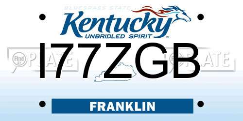 I77ZGB Kentucky License Plate
