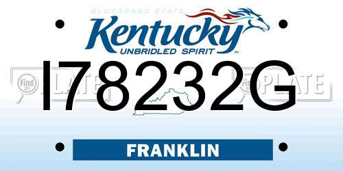 I78232G Kentucky License Plate