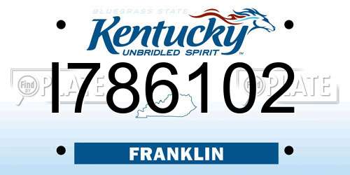 I786102 Kentucky License Plate