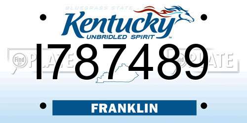 I787489 Kentucky License Plate