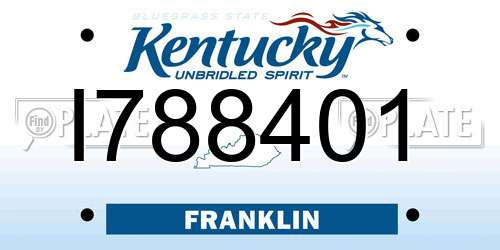 I788401 Kentucky License Plate