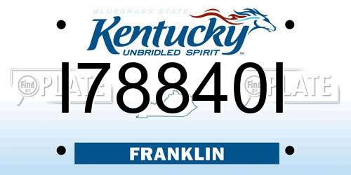 I78840I Kentucky License Plate