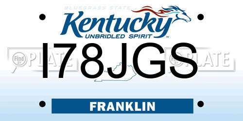 I78JGS Kentucky License Plate