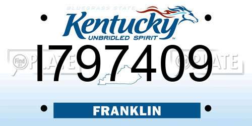 I797409 Kentucky License Plate