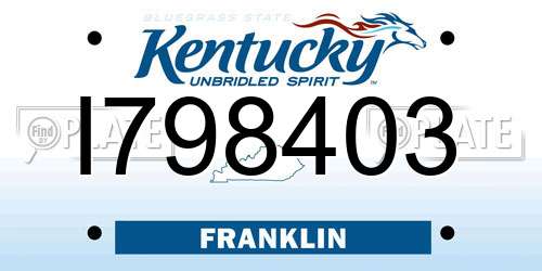 I798403 Kentucky License Plate