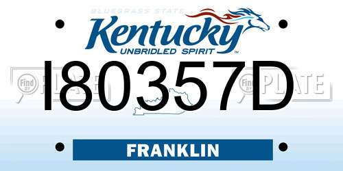 I80357D Kentucky License Plate