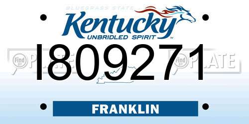 I809271 Kentucky License Plate