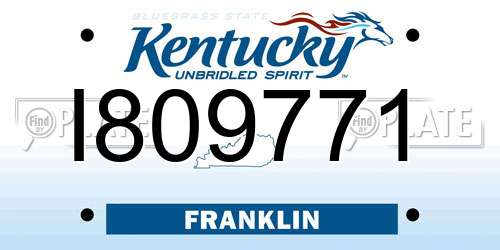 I809771 Kentucky License Plate
