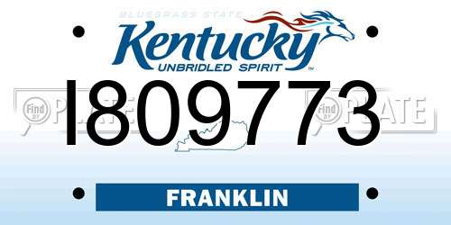 I809773 Kentucky License Plate