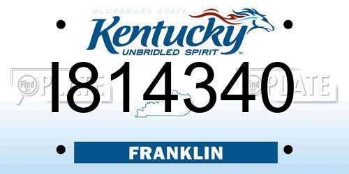 I814340 Kentucky License Plate