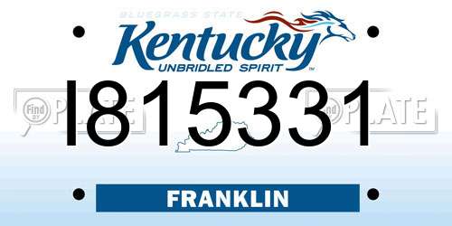 I815331 Kentucky License Plate