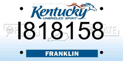 I818158 Kentucky License Plate