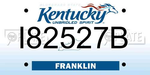 I82527B Kentucky License Plate