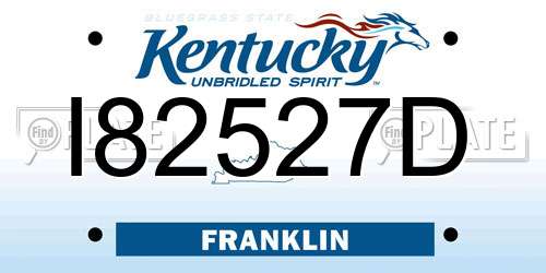 I82527D Kentucky License Plate