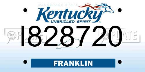 I828720 Kentucky License Plate