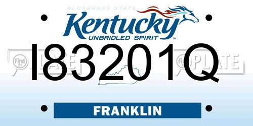 I83201Q Kentucky License Plate