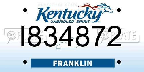 I834872 Kentucky License Plate