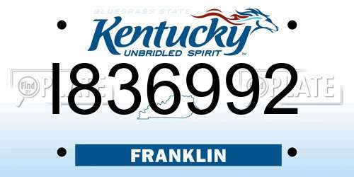 I836992 Kentucky License Plate
