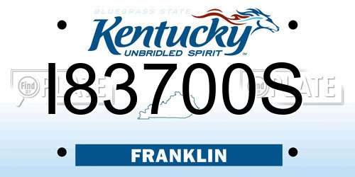 I83700S Kentucky License Plate