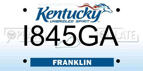 I845GA Kentucky License Plate