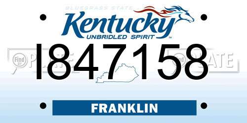 I847158 Kentucky License Plate