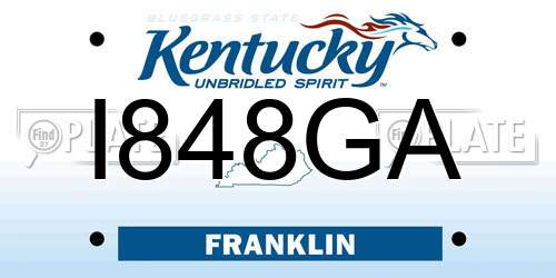 I848GA Kentucky License Plate