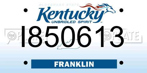 I850613 Kentucky License Plate