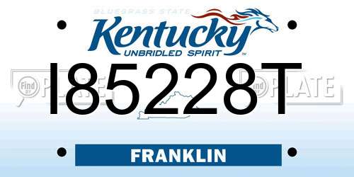 I85228T Kentucky License Plate
