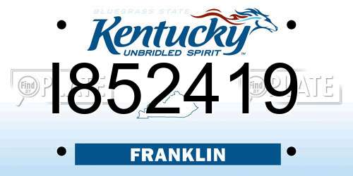 I852419 Kentucky License Plate