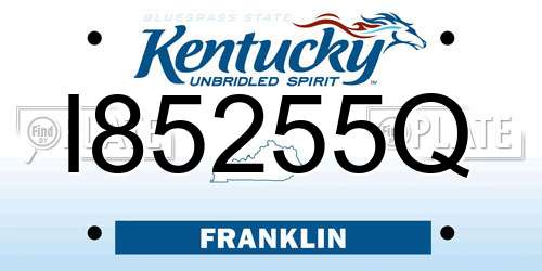 I85255Q Kentucky License Plate