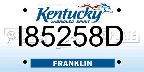 I85258D Kentucky License Plate