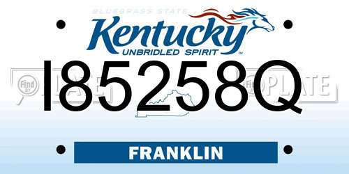 I85258Q Kentucky License Plate