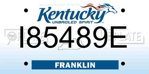I85489E Kentucky License Plate